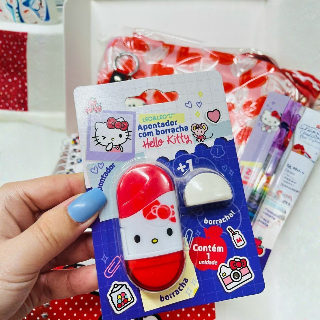 Apontador com Deposito + Borracha Hello Kitty